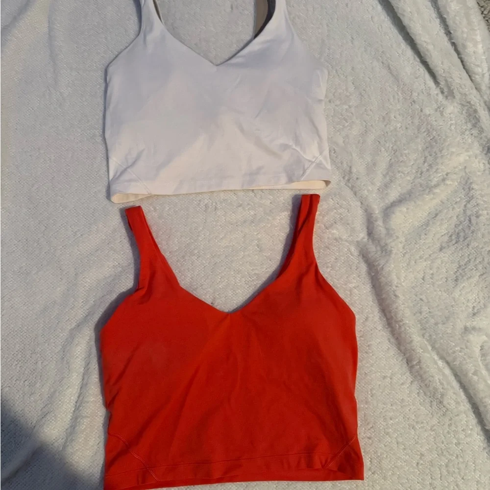 Lululemon Athletic White & Tan Top, Red Top Bundle - Picture 6 of 7
